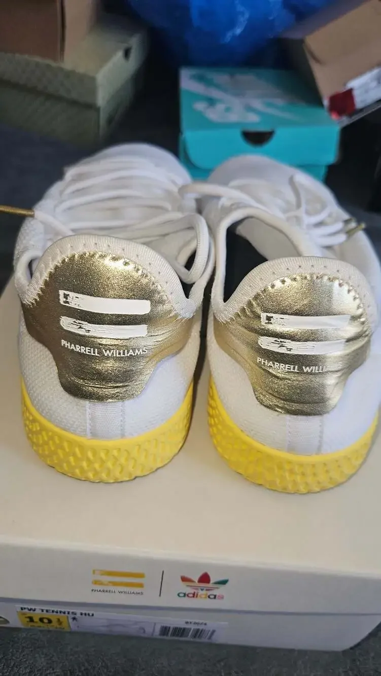 Adidas x Pharrell Williams Tennis Hu Sneakers (BY2674) White/Yellow